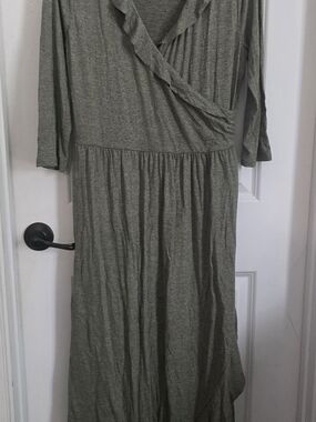 Reborn J Olive Green Wrap Maxi Dress